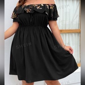 1x cold shoulder black and floral dress. From SHEIN, never worn. Mid thigh